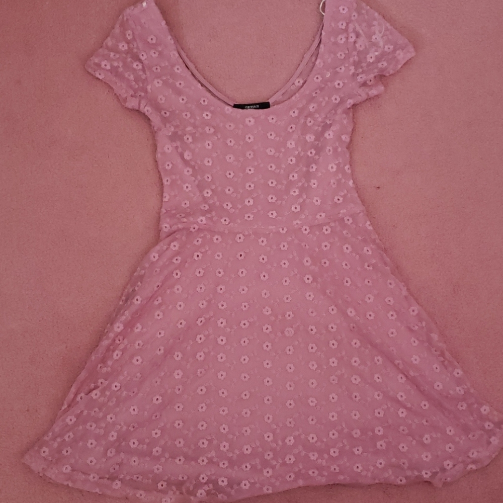 Mauve pink forever 21 flower summer skater dress